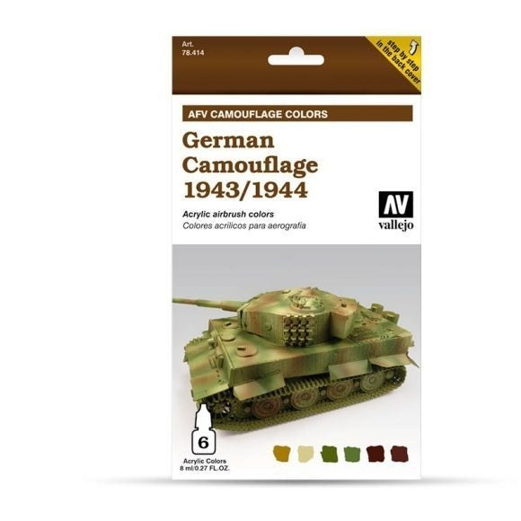 AV78414 Vallejo Model Air AFV Set German Camouflage 1943/1944 6 Colour Acrylic Paint Set [78414] Vallejo