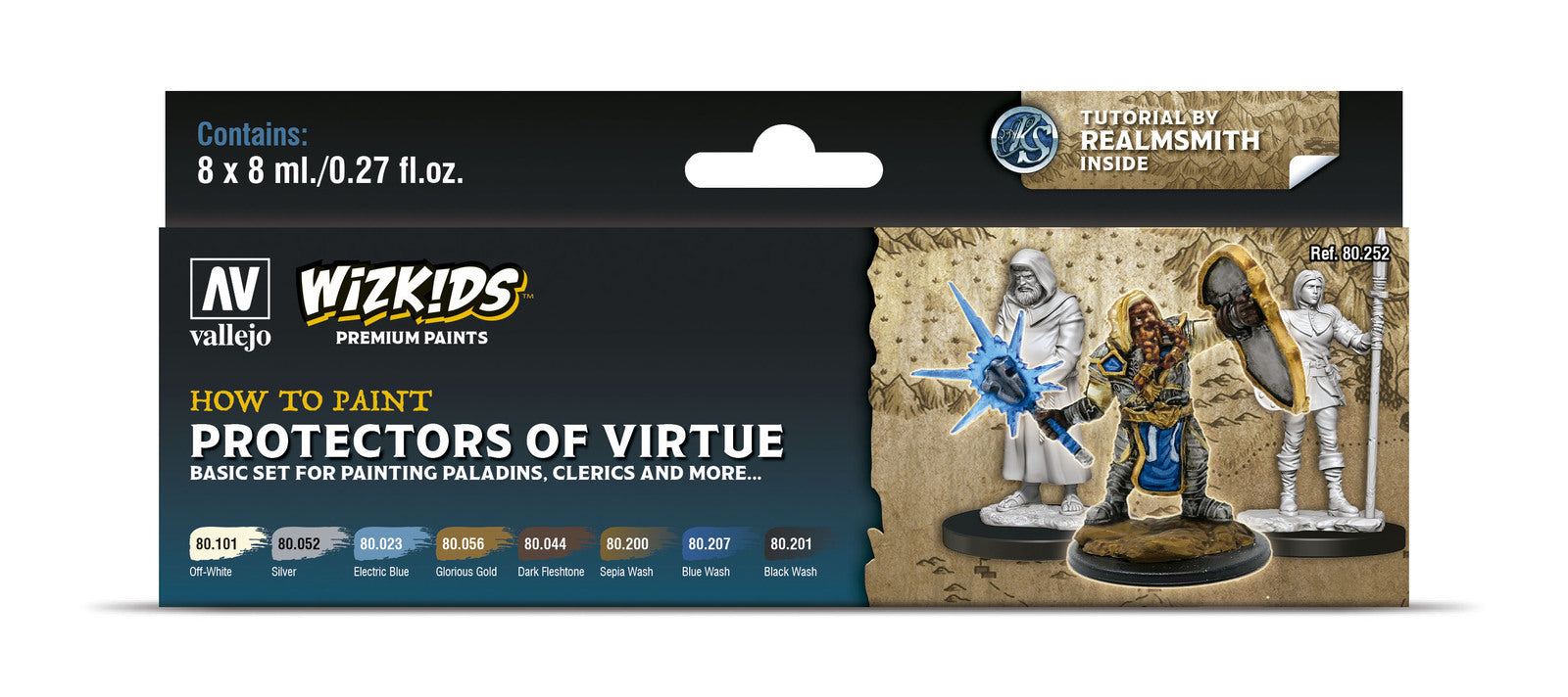 AV80252 Vallejo Wizkids Premium set: Protectors of Virtue Acrylic Paint Set (8 Colour Set) [80252] Vallejo