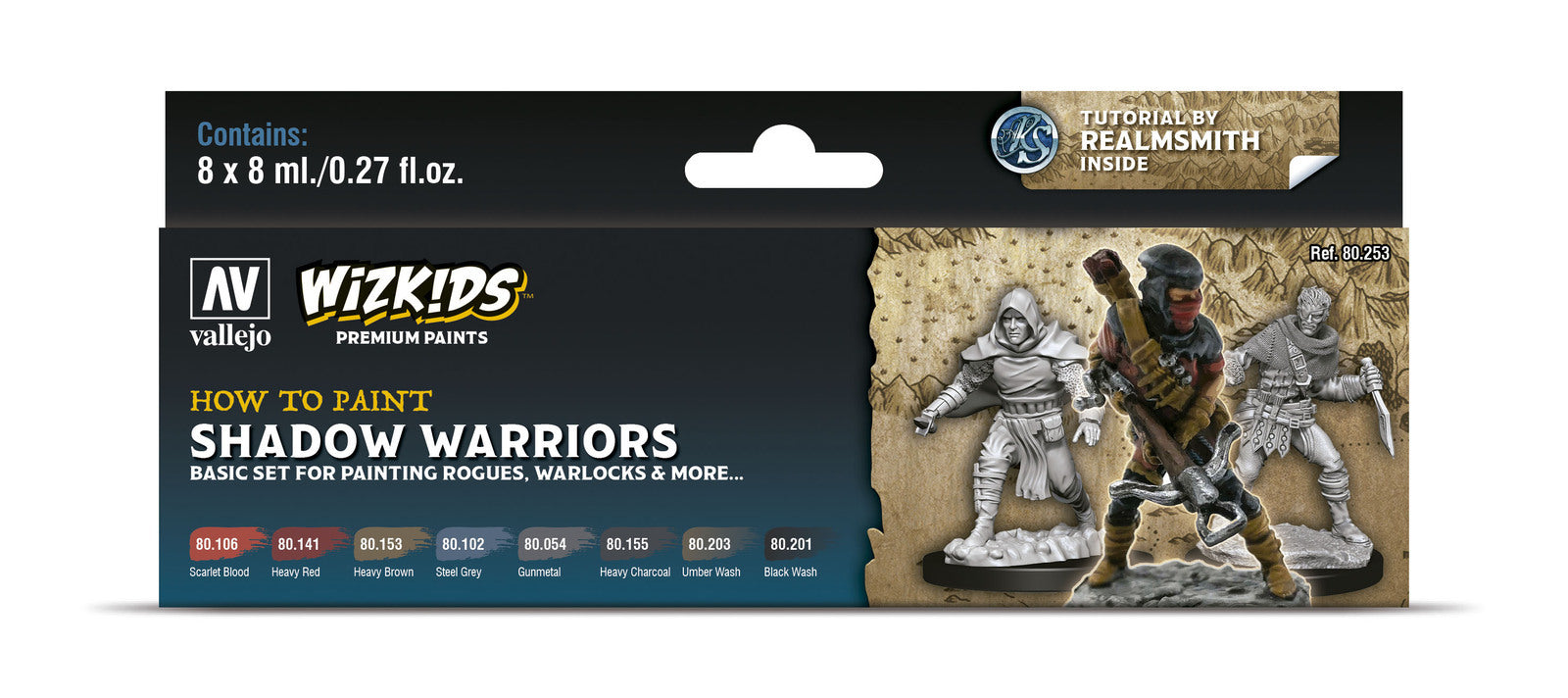 AV80253 Vallejo Wizkids Premium set: Shadow warriors Acrylic Paint Set (8 Colour Set) [80253] Vallejo