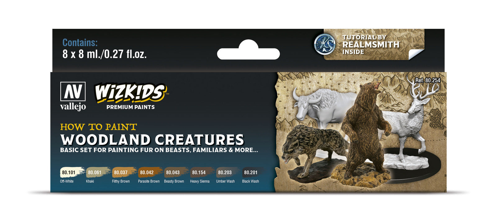 AV80254 Vallejo Wizkids Premium set: Woodland creatures Acrylic Paint Set (8 Colour Set) [80254] Vallejo