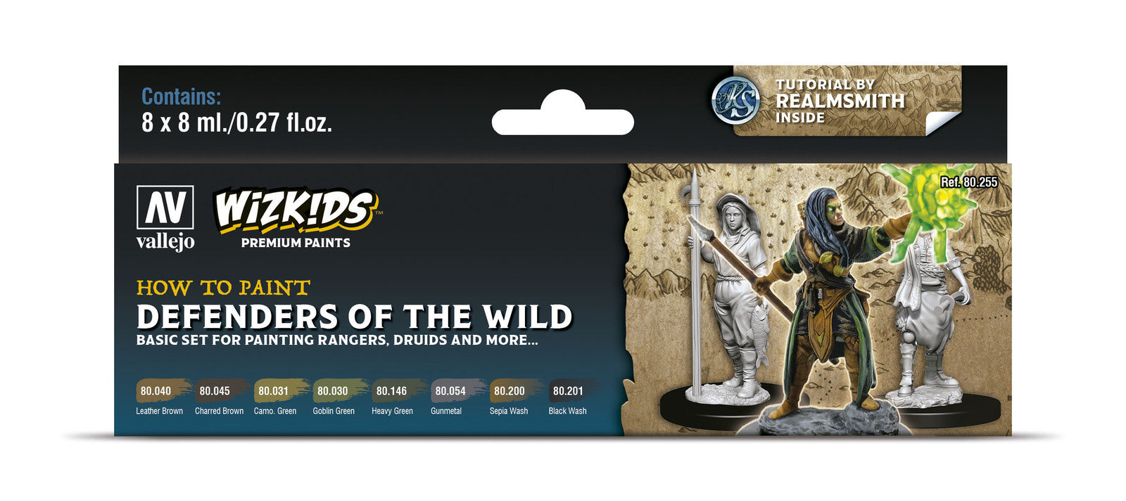 AV80255 Vallejo Wizkids Premium set: Defenders of the Wild Acrylic Paint Set (8 Colour Set) [80255] Vallejo