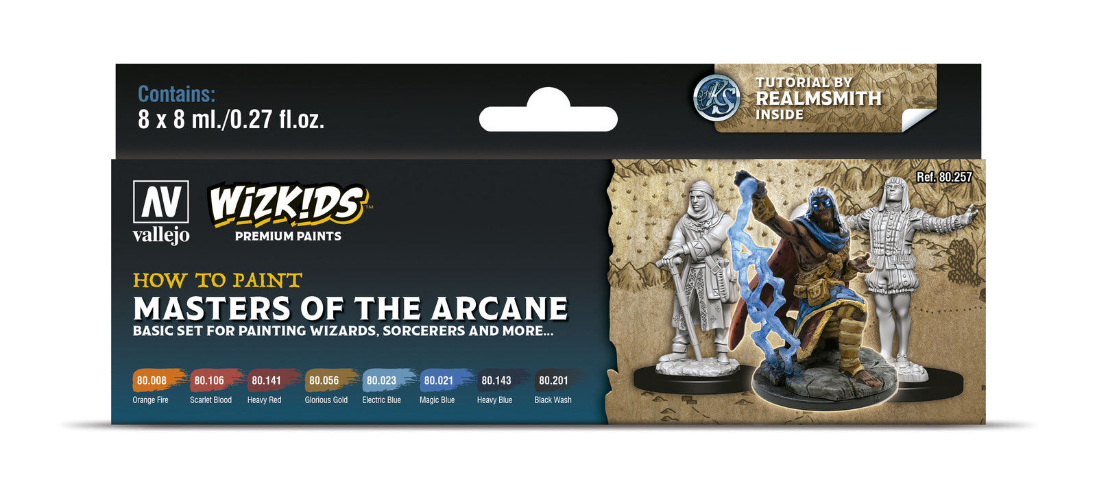 AV80257 Vallejo Wizkids Premium set: Masters of the Arcane Acrylic Paint Set (8 Colour Set) [80257] Vallejo