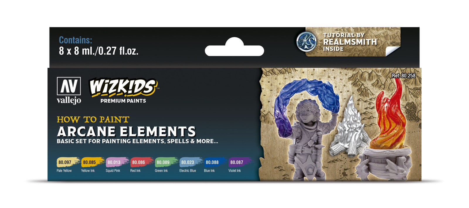 AV80258 Vallejo Wizkids Premium set: Arcane Elements Acrylic Paint Set (8 Colour Set) [80258] Vallejo