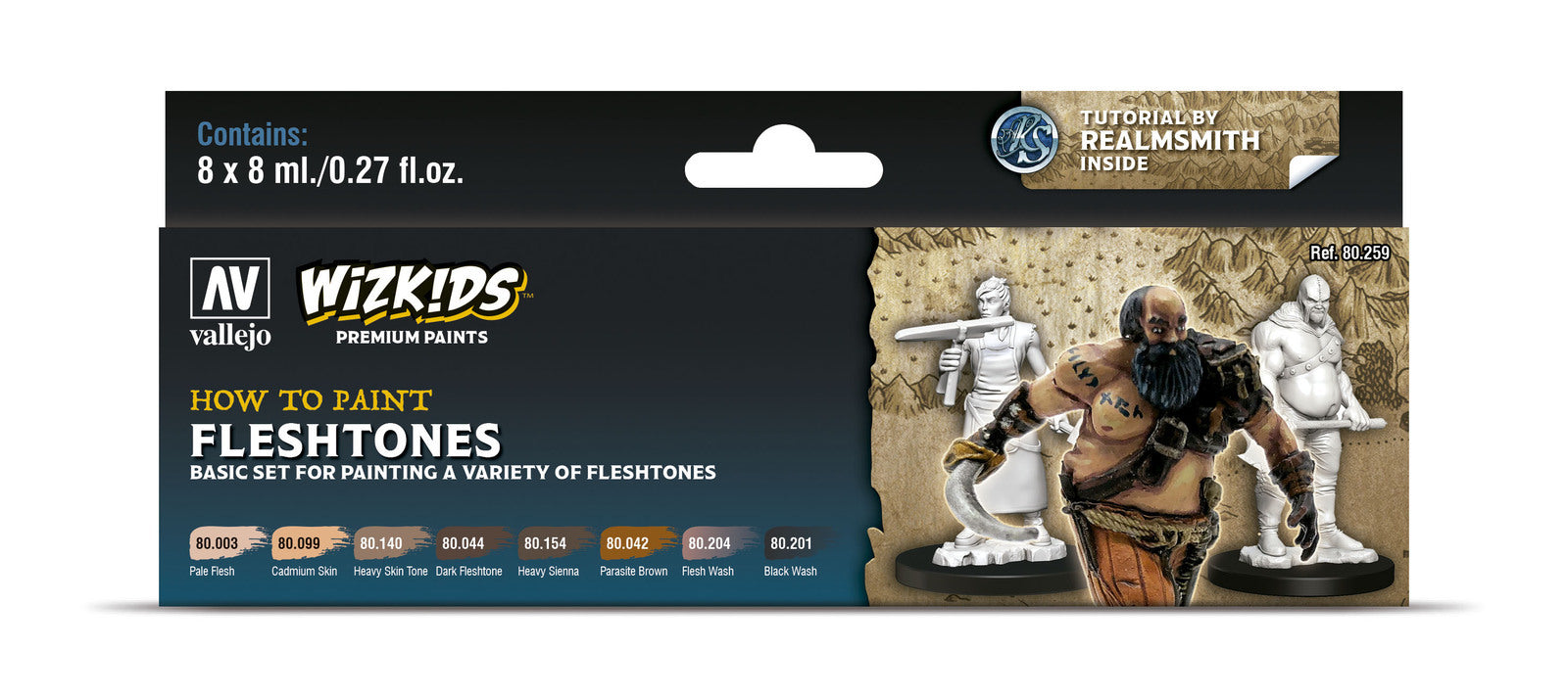 AV80259 Vallejo Wizkids Premium set: Fleshtones Acrylic Paint Set (8 Colour Set) [80259] Vallejo