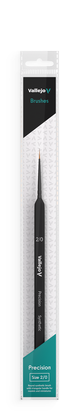 AVB03020 Vallejo Hobby Brushes: Precision Round Synthetic Brush, Triangular Handle No. 2/0