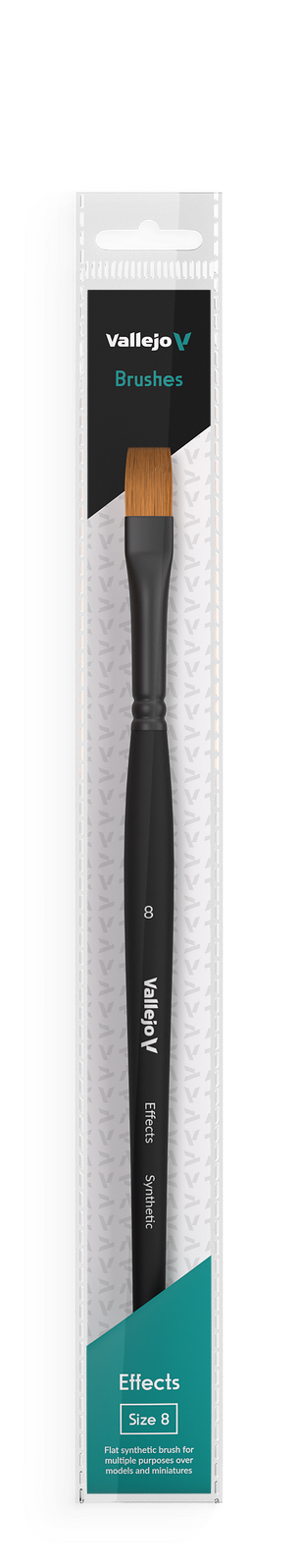 AVB04008 Vallejo Hobby Brushes: Effects Flat Rectangular Synthetic Brush No. 8 Vallejo