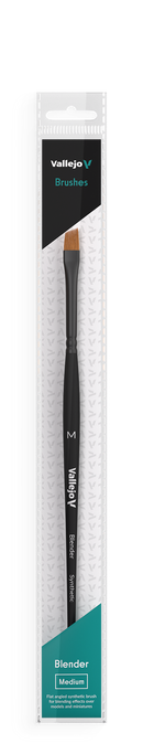 AVB05002 Vallejo Hobby Brushes: Blender Flat Angled Synthetic Brush Medium Vallejo