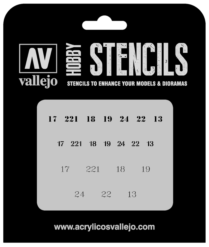 AVST-AFV003 Vallejo 1/35 Soviet Numbers WWII Stencil [ST-AFV003]