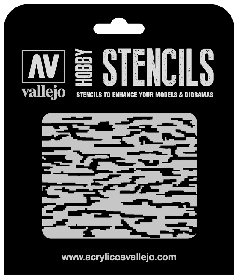 AVST-CAM004 Vallejo 1/32 Pixelated Modern Camo Stencil [ST-CAM004]