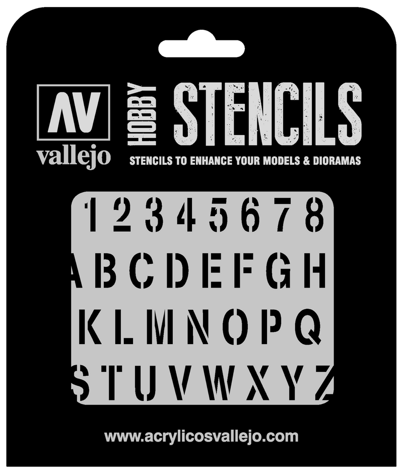 AVST-LET002 Vallejo 1/35 Stamp Font Stencil [ST-LET002]