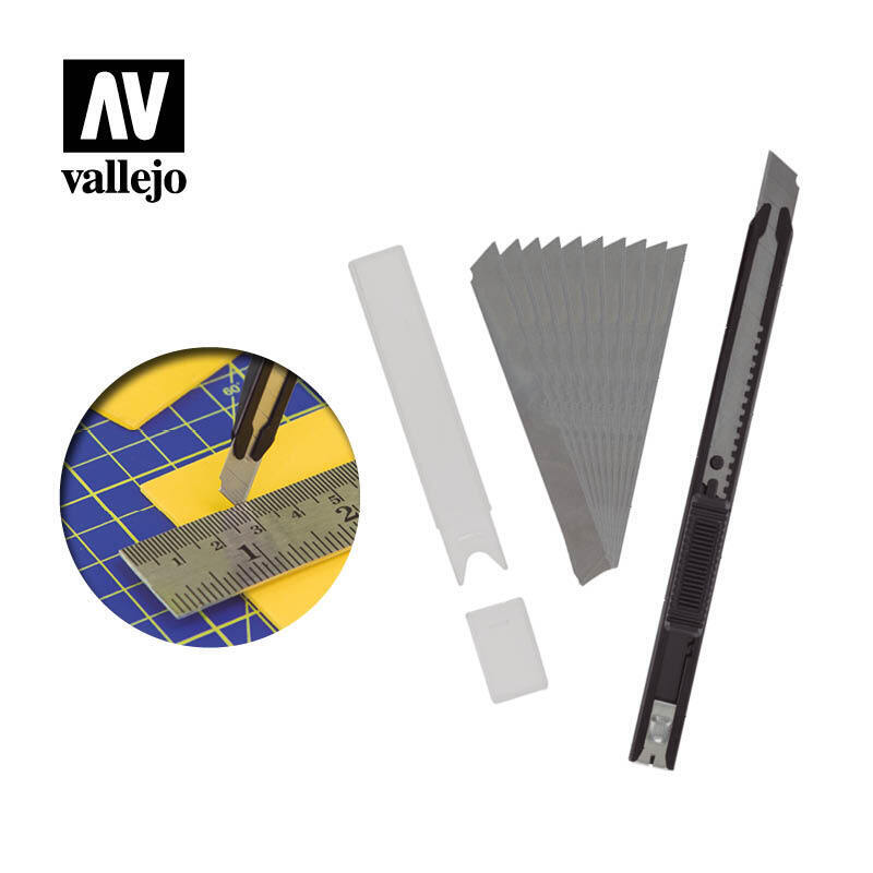 AVT06011 Vallejo Slim Snap-Off Knife & 10 Blades [T06011] Vallejo