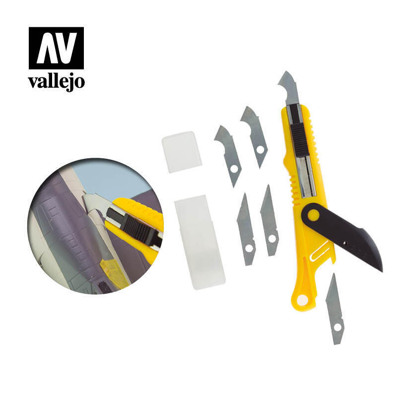 AVT06012 Vallejo Plastic Cutter Scriber Tool & 5 Spare Blades [T06012] Vallejo
