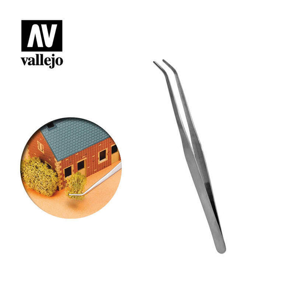 AVT12009 Vallejo Strong Curved Stainless Steel Tweezers (175 mm) [T12009]