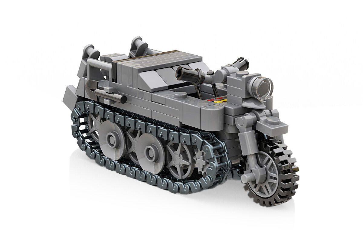 Build Army Kettenkrad Tracked Motorcycle WWII German Model Brick Kit