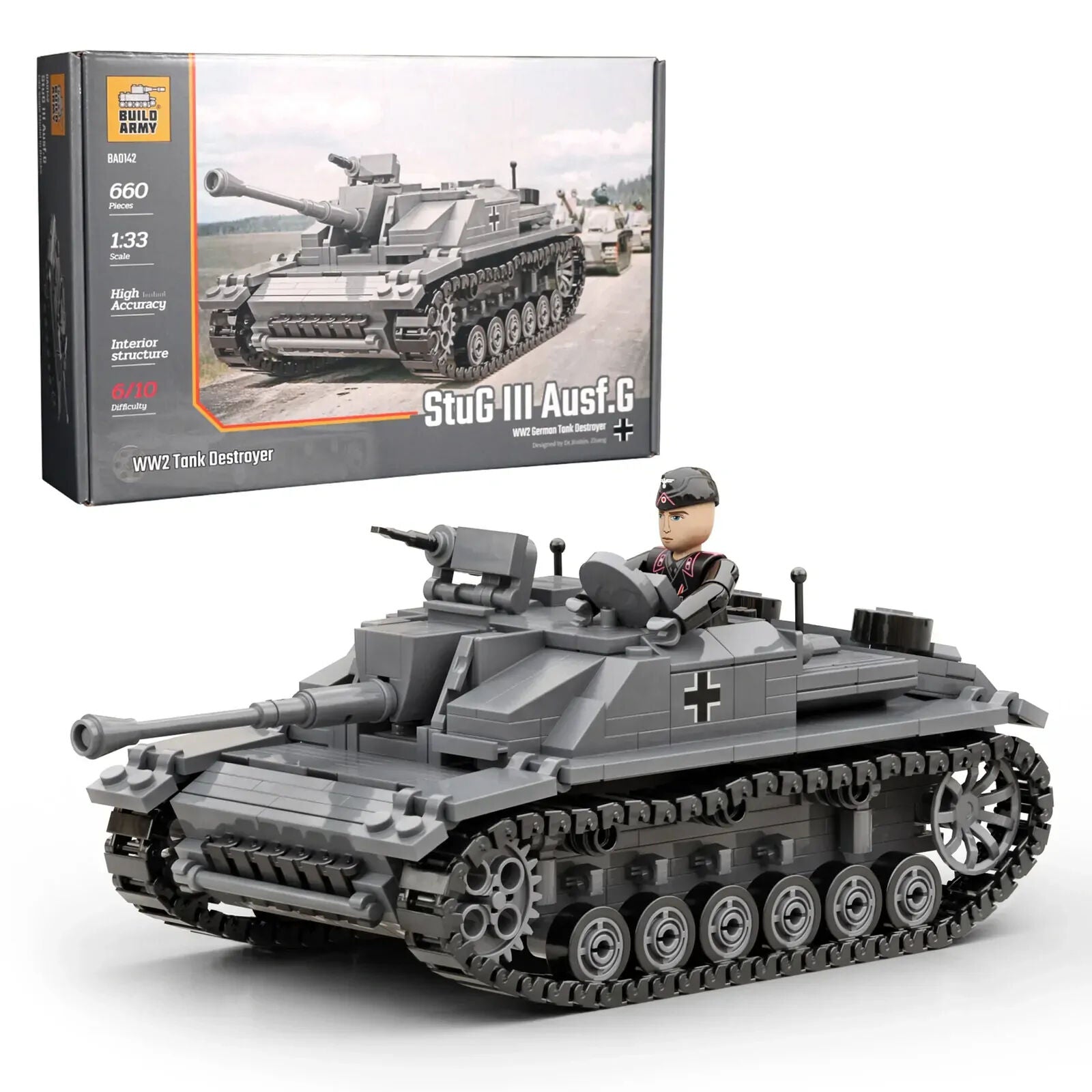 Build Army StuG III - WWII German Tank Model Brick Kit