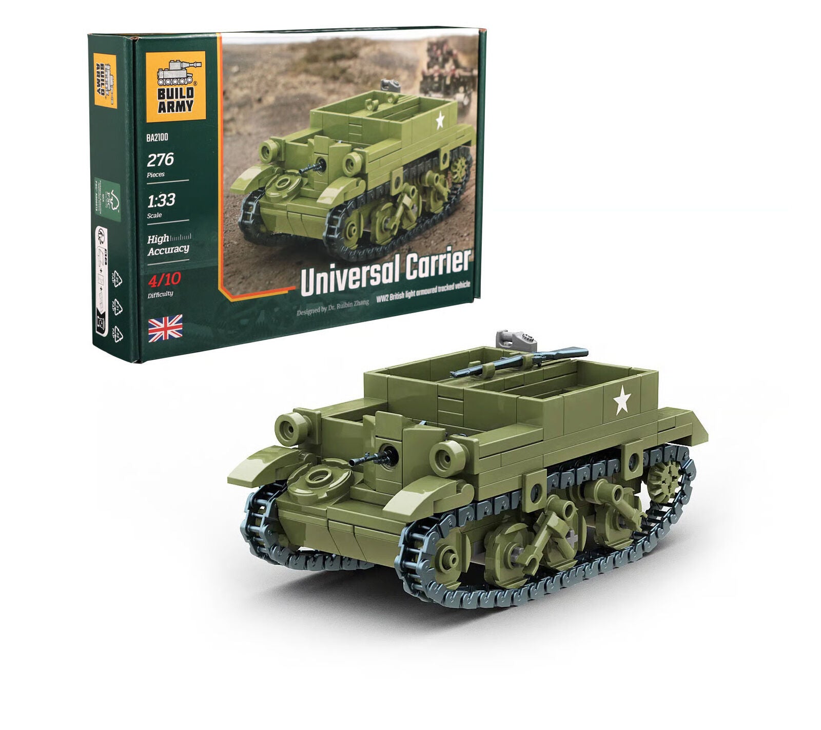 Build Army Universal Carrier WWII British Light Armoured Vehicle Model Brick Kit