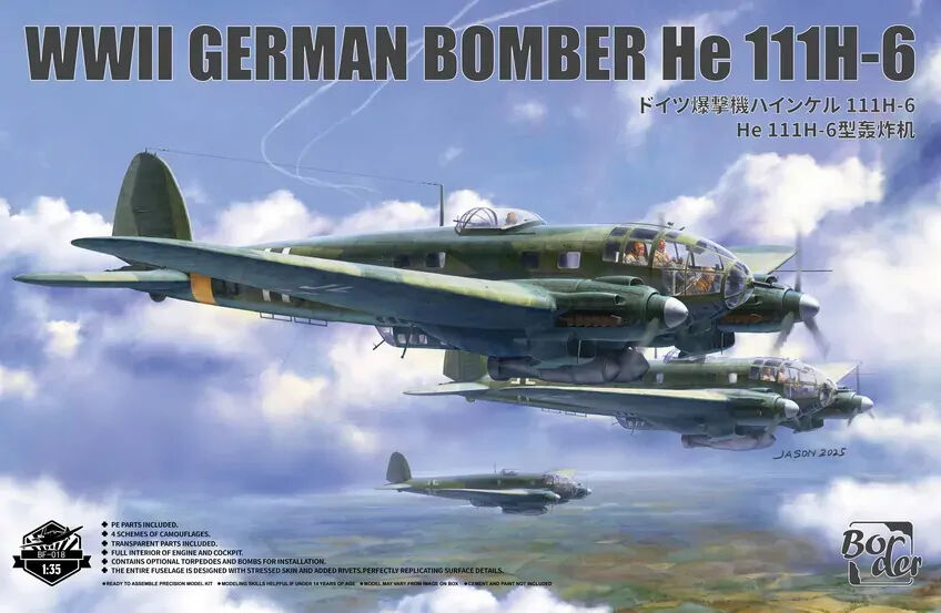 Border Model 1/35 WWII German Bomber Heinkel 111 H-6 Plastic Model Kit