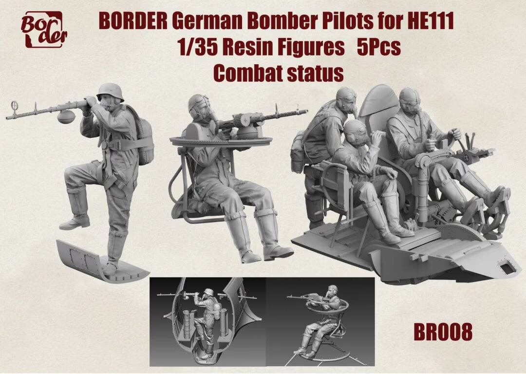 Border Models 1/35 German Bomber Pilots for He111 Combat Status (5pc) Resin Figure Set