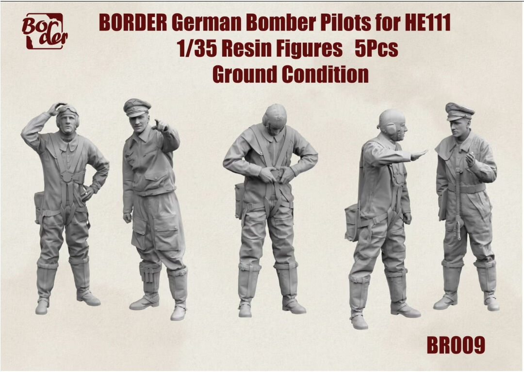 Border Model 1/35 German Bomber Pilots for He111 Ground Condition (5pc) Resin Figures Set