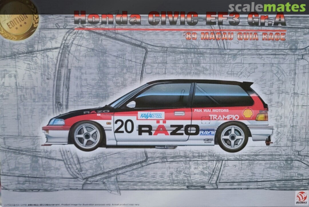BEE-24032 Beemax 1/24 Honda Civic EF3 Gr.A 1989 Macau Guia Race Plastic Model Kit Beemax