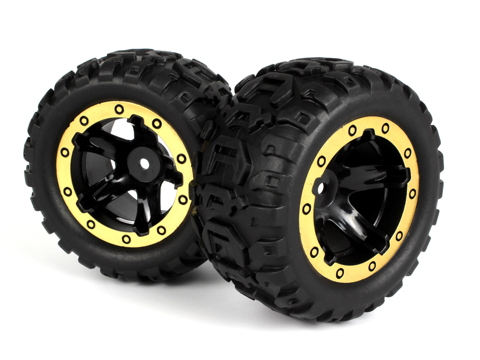BZ540087 Blackzon Slyder MT Wheels/Tires Assembled (Black/Gold) [540087] BlackZon