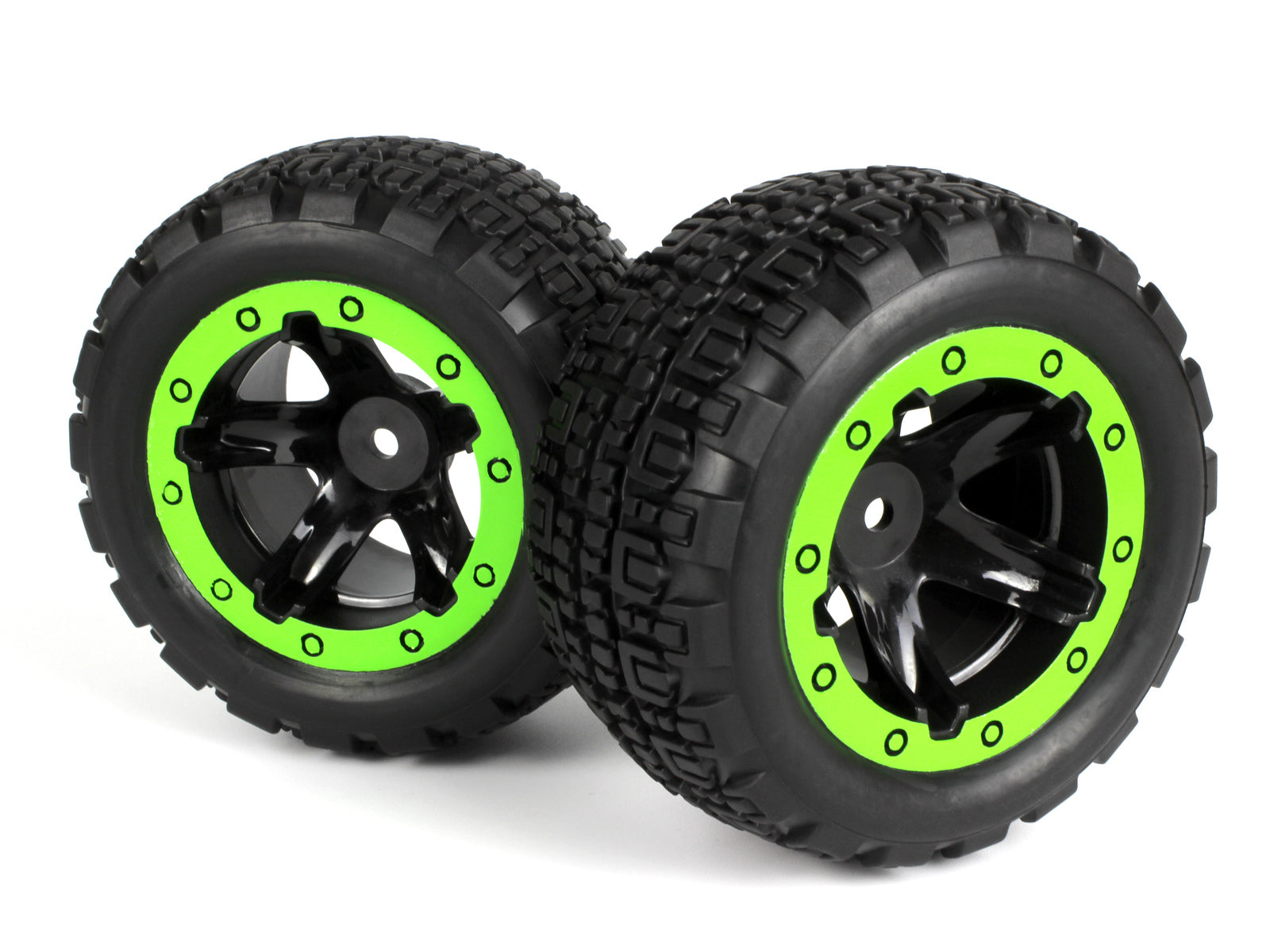 BZ540094 Blackzon Slyder ST Wheels/Tires Assembled (Black/Green) [540094] BlackZon