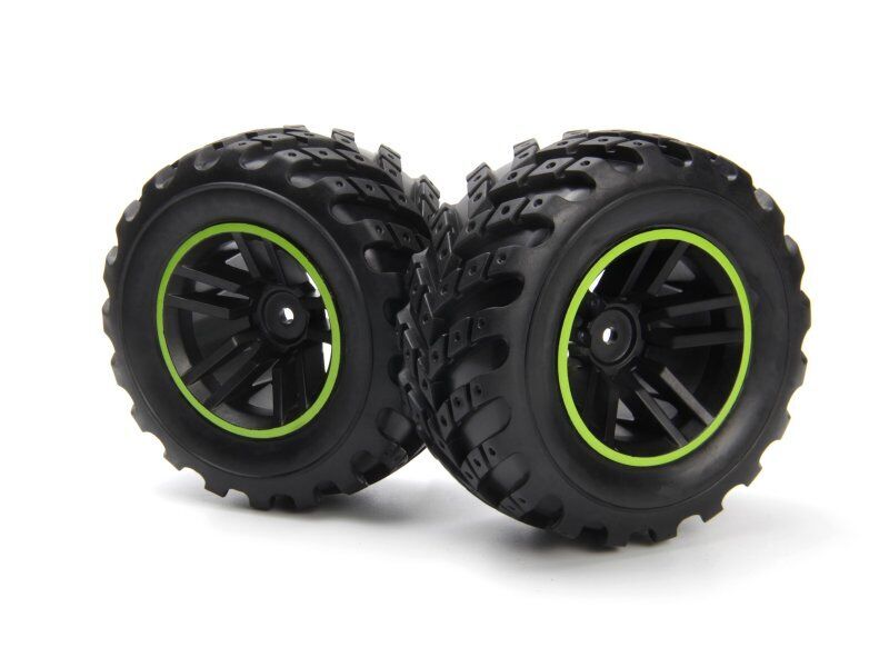 Blackzon Spryte Wheels/Tires Assembled (Black/Green)