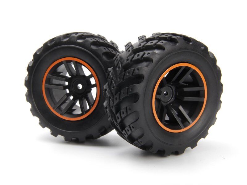 Blackzon Spryte Wheels/Tires Assembled (Black/Orange)