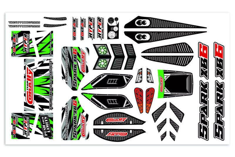 C-00180-1169-G Team Corally - Body Decal Sheet - Spark XB6 - Green- 1 pc Team Corally