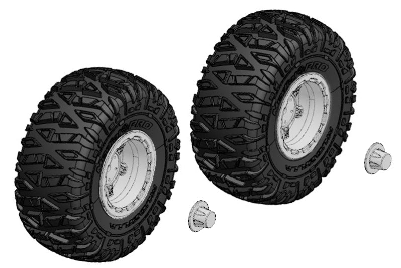 C-00250-092-C Team Corally - Tire and Rim Set - Truck - Chrome Rims - 1 Pair