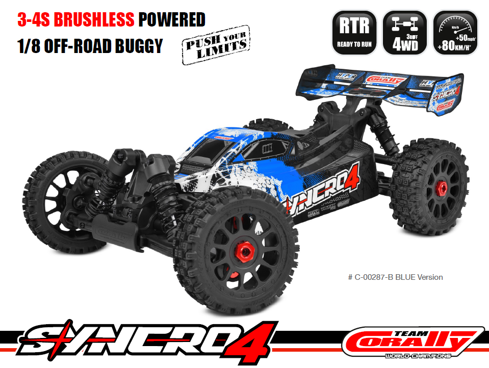 C-00287-B Team Corally - SYNCRO-4 - RTR - Blue - Brushless Power 3-4S - No Battery - No Charger Team Corally