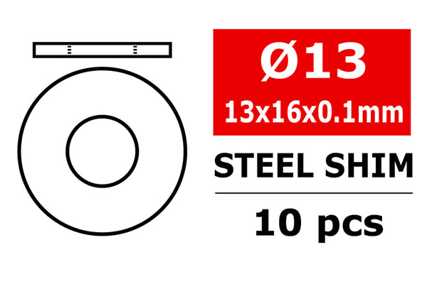 C-3301-13-16-01 Team Corally - Steel Metric Shim - 13x16x0,1mm - 10 pcs