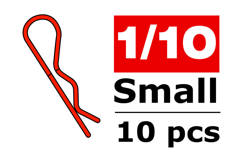 C-35101 Team Corally - Body Clips - 45° Bent - Small - Red - 10 pcs Team Corally