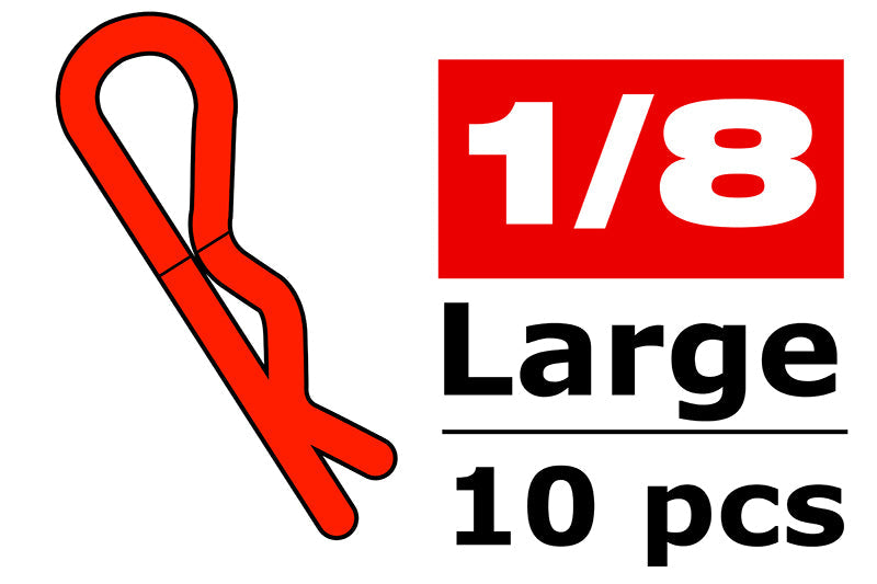 C-35121 Team Corally - Body Clips - 45° Bent - Large - Red - 10 pcs Team Corally