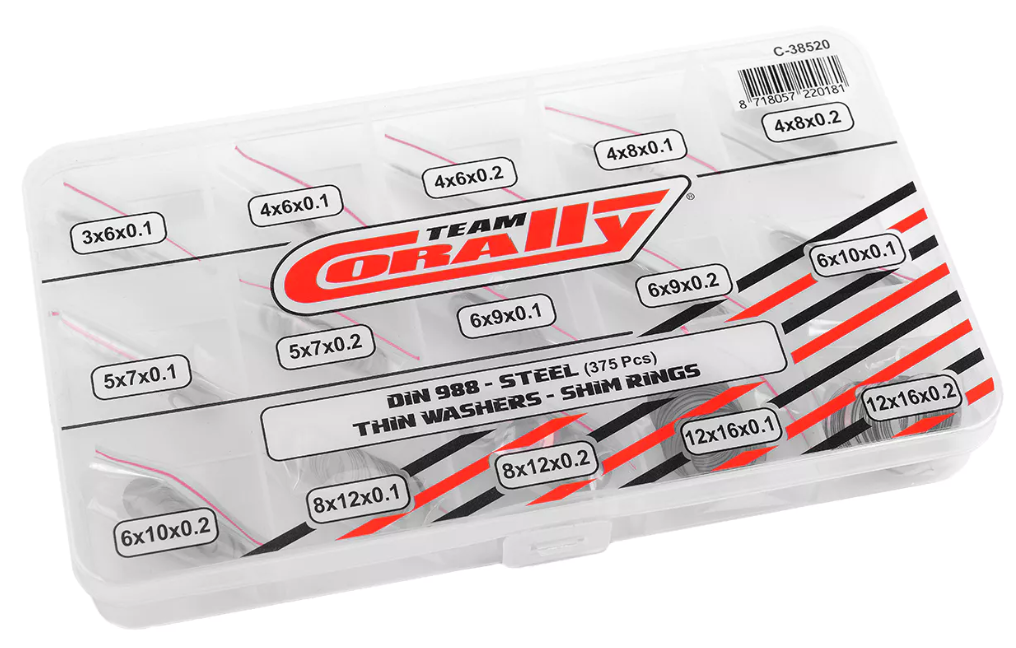C-38520 Team Corally - Shim Ring Set - Steel- 15 Sizes - 375pcs TEAM CORALLY
