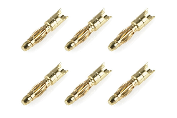C-50170 Team Corally - Bullit Connector 2.0mm - Male - Spring Type - Gold Plated - Wire Straight  - 6 pcs