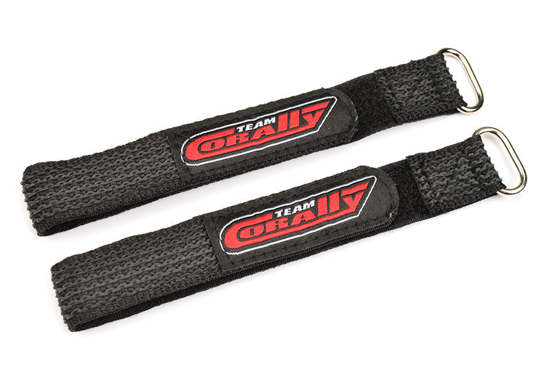 C-50530 Team Corally - Pro Battery Straps - 250x20mm - Metal Buckle - Silicone Anti-Slip Strings - Black - 2 pcs Team Corally