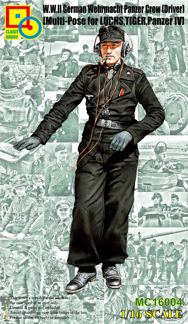 Classy 1/16 W.W.II German Wehrmacht Panzer Crew (Driver) Multi-Pose Plastic Model Kit [16004]