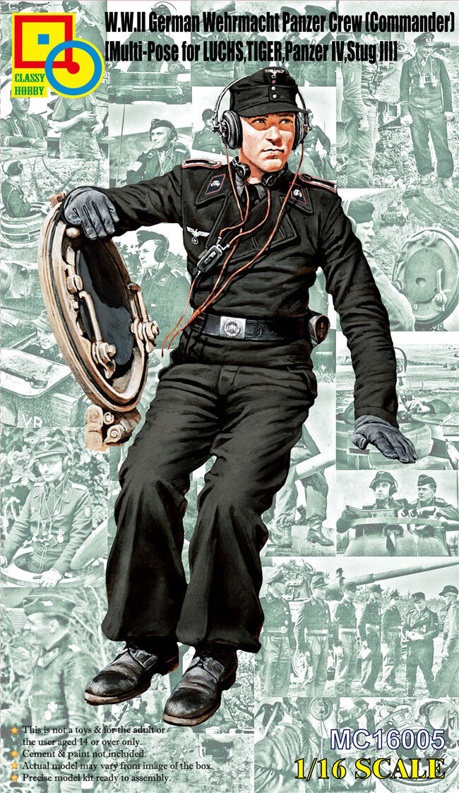 Classy 1/16 W.W.II German Wehrmacht Panzer Crew (Commander) Multi-Pose Plastic Model Kit [16005]