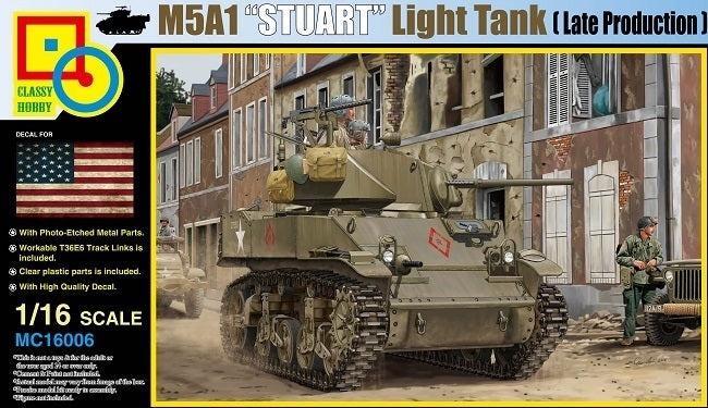 Classy 1/16 M5A1 Stuart (Late Production) Plastic Model Kit [16006]