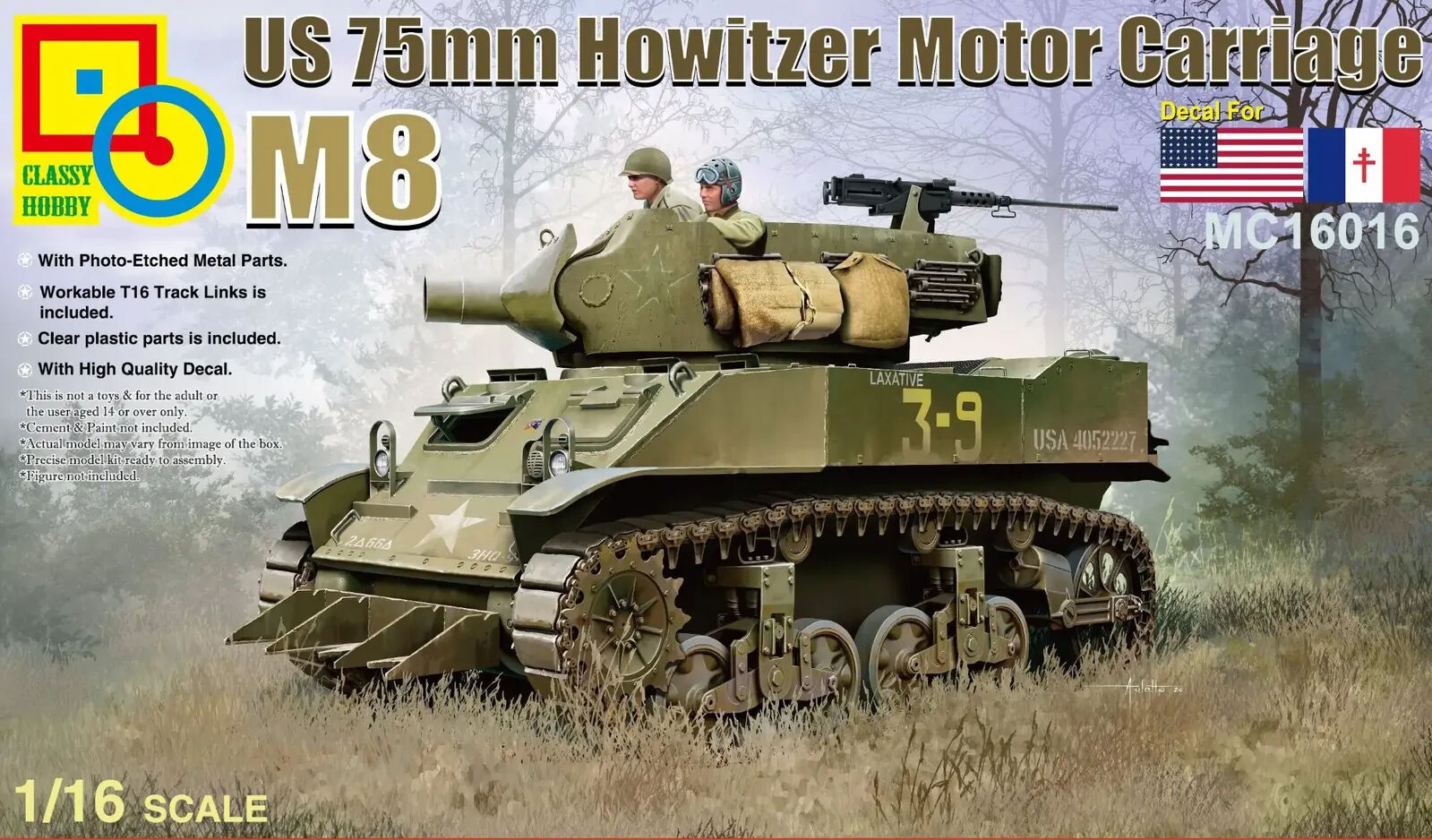 Classy 1/16 US 75mm M8 Howitzer Motor Carriage Plastic Model Kit