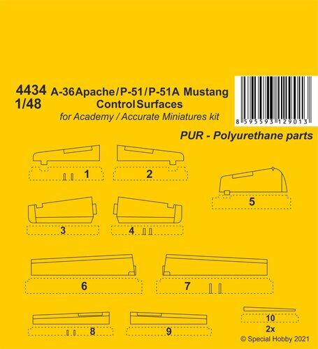 CMK 1/48 A-36 Apache / P-51 / P-51A  Mustang Control Surfaces