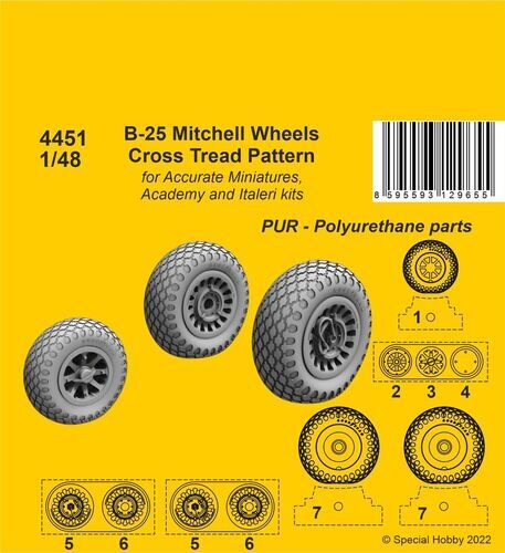 CMK 1/48 B-25 Mitchell Wheels/ Cross Tread Pattern