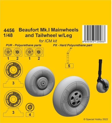 CMK 1/48 Beaufort Mk.I  Mainwheels and Tailwheel w/Leg