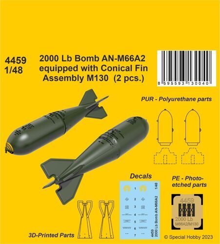 CMK 1/48 2000 Lb Bomb AN-M66A2 equipped with Conical Fin Assembly M130  (2 pcs.)