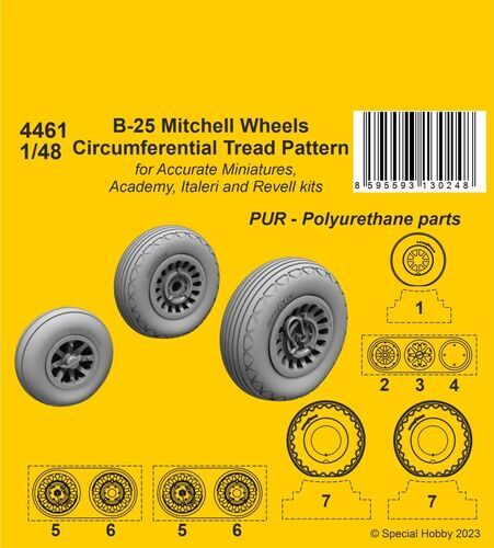 CMK 1/48 B-25 Mitchell Wheels/Circumferential Tread Pattern