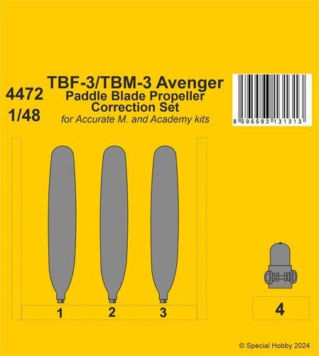 CMK 1/48 TBF-3/TBM-3 Avenger Paddle Blade Propeller Correction Set  for Accurate/Academy kits