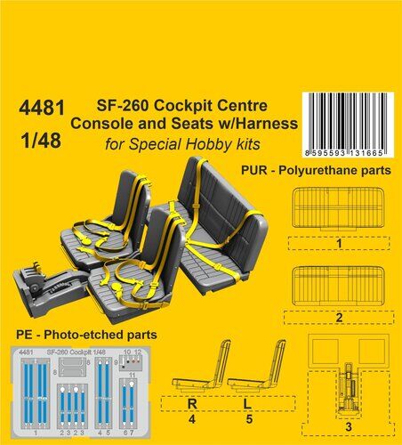CMK 1/48 SF-260 Cockpit Centre Console and Seats w/Harness / for SH kits