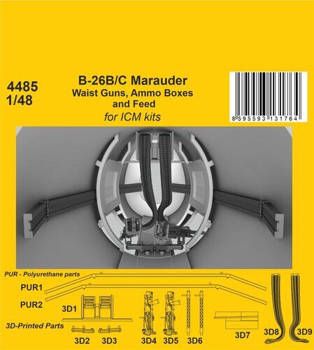 CMK 1/48 B-26B/C Marauder Waist Guns Ammo Boxes and Feed  / for ICM kit