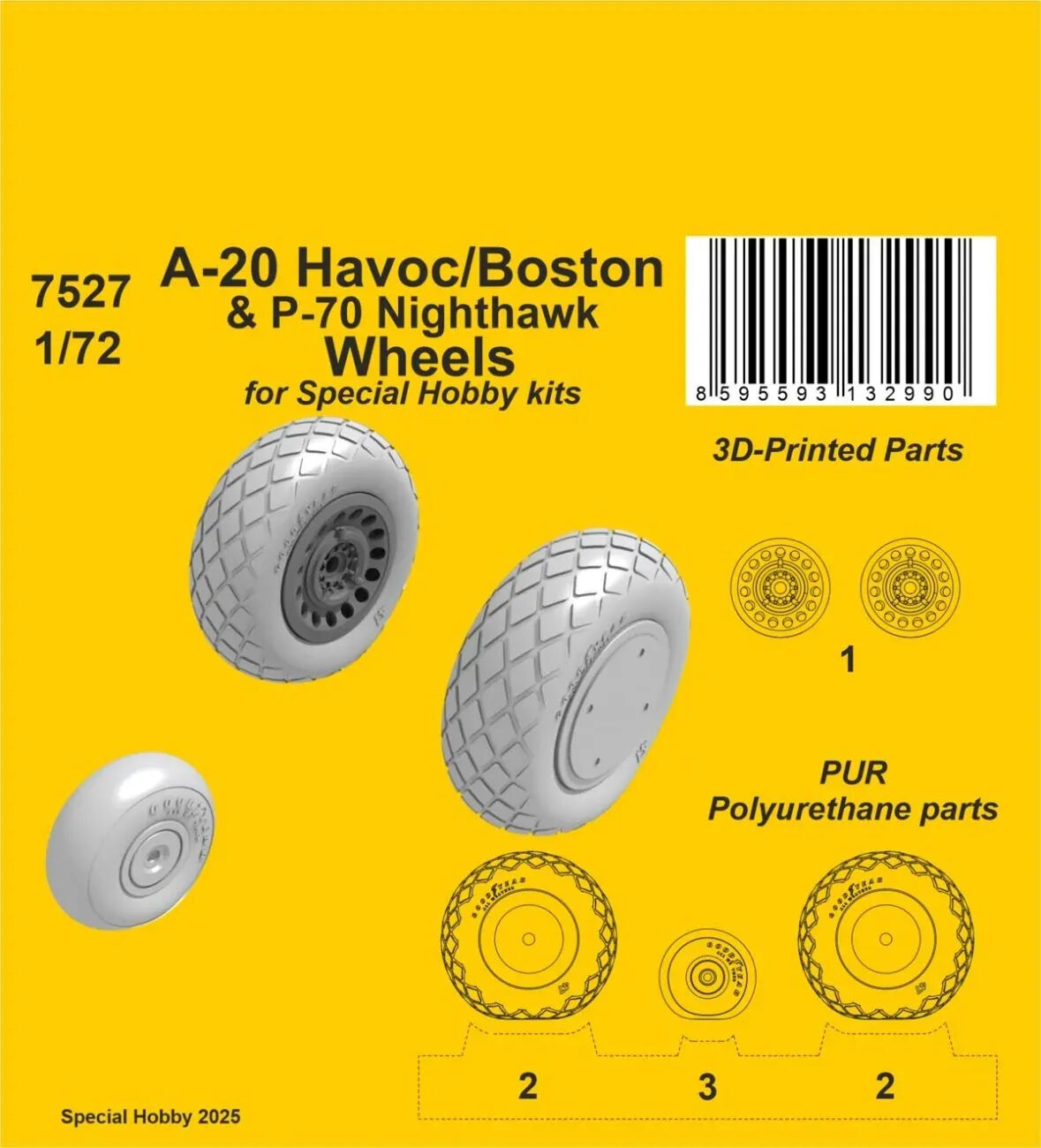 CMK 1/72 A-20 Havoc/Boston/ P-70 Nighthawk Wheels for Special Hobby kits